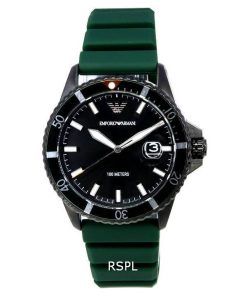 エンポリオ アルマーニ グリーン シリコン ブラック ダイヤル クォーツ AR11464 100 M メンズ腕時計 ja