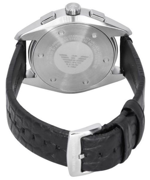 エンポリオ アルマーニ クラウディオ クロノグラフ ブラック レザー ストラップ ブラック ダイヤル クォーツ AR11542 メンズ腕時計