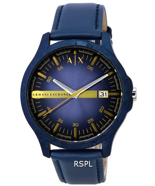 アルマーニ エクスチェンジ ハンプトン レザー ストラップ ブルー ダイヤル クォーツ AX2442 メンズ腕時計 ja