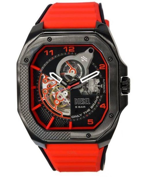 ディーゼル フレイド シリコン ストラップ オープン ハート ブラック ダイヤル 自動巻き DZ7469 メンズ腕時計