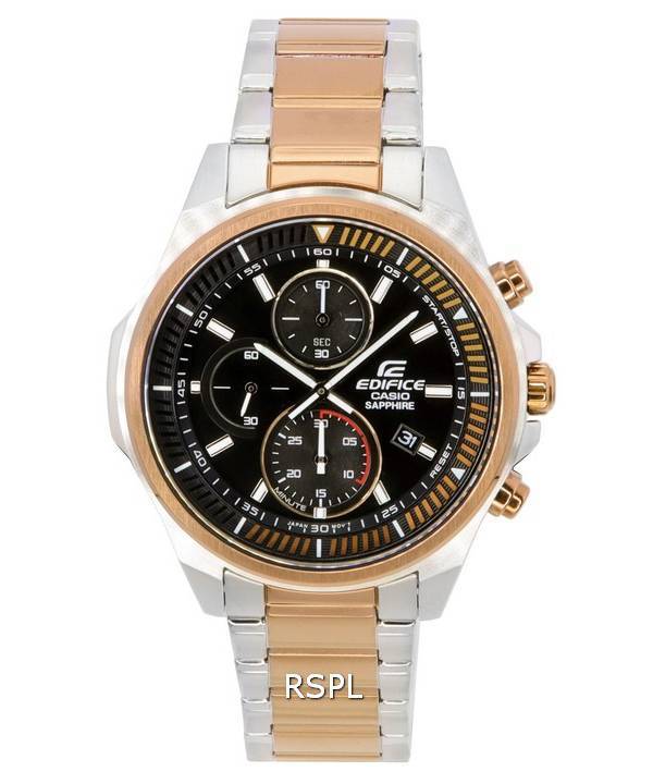 カシオ エディフィス ブラック ダイヤル ツートーン クォーツ EFR-S572GS-1A EFRS572GS-1 100 M メンズ腕時計 ja