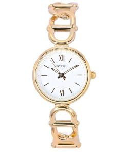 Fossil Carlie ローズゴールドトーン ステンレススチール シルバー ダイヤル クォーツ ES5273 レディース腕時計