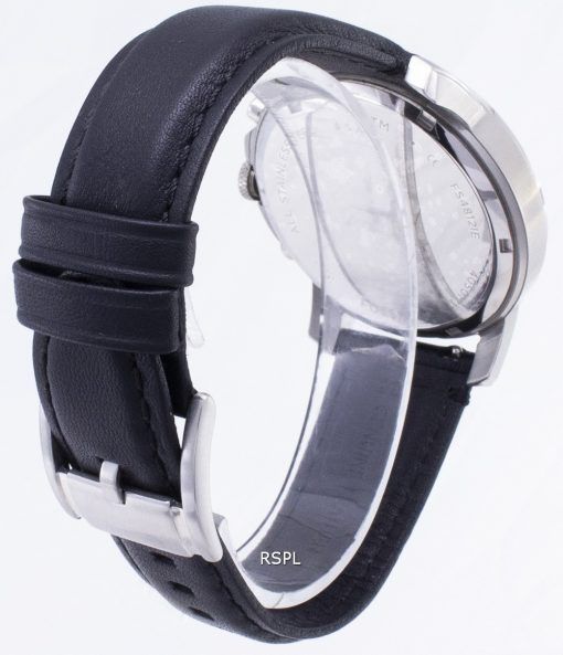 化石を与えるクロノグラフ黒革ストラップ FS4812 メンズ腕時計