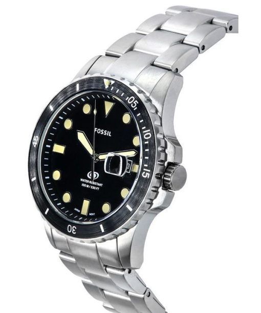 Fossil Blue ダイブ スタイル ステンレススチール ブラック ダイヤル クォーツ FS5952 100M メンズ腕時計