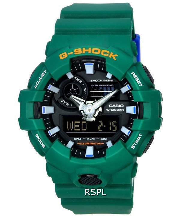 カシオ Gショック 人気のスピリッツカラー グリーン アナログ デジタル クォーツ GA-700SC-3A GA700SC-3 200M メンズ腕時計