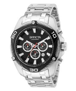 インヴィクタ ボルト クロノグラフ ステンレススチール ブラック ダイヤル クォーツ 38569 100M メンズ腕時計