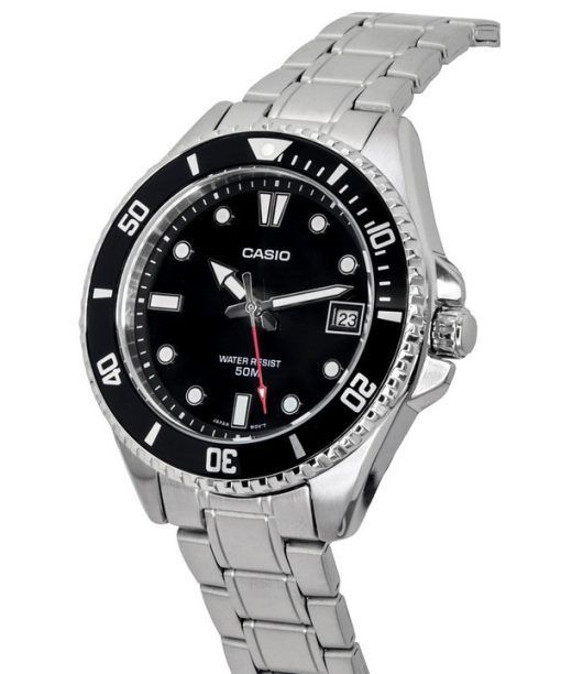 カシオ スタンダード アナログ ステンレススチール ブラック ダイヤル クォーツ MDV-10D-1A1 メンズ腕時計