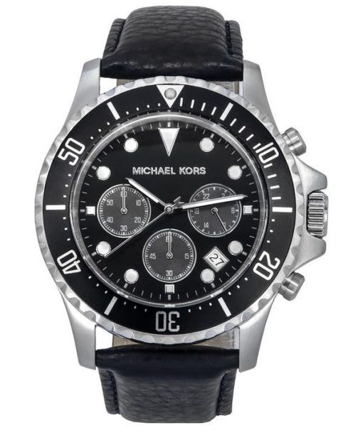Michael Kors エベレスト クロノグラフ ネイビー レザー ブラック ダイヤル クォーツ MK9091 100M メンズ腕時計