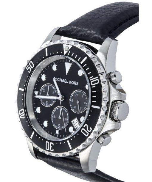 Michael Kors エベレスト クロノグラフ ネイビー レザー ブラック ダイヤル クォーツ MK9091 100M メンズ腕時計
