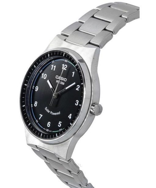 カシオ スタンダード アナログ ステンレススチール ブラック ダイヤル ソーラー駆動 MTP-RS105D-1B メンズ腕時計