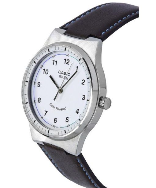 カシオ スタンダード アナログ レザー ストラップ ホワイト ダイヤル ソーラー駆動 MTP-RS105L-7B メンズ腕時計
