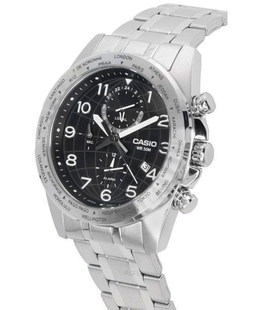 カシオ スタンダード アナログ ステンレススチール ブラック ダイヤル クォーツ MTP-W500D-1A MTPW500D-1 メンズ腕時計