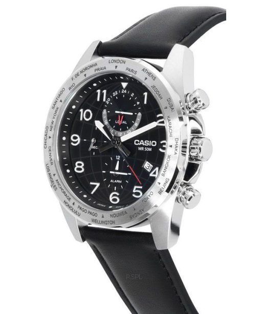 カシオ スタンダード アナログ レザー ストラップ ブラック ダイヤル クォーツ MTP-W500L-1A MTPW500L-1 メンズ腕時計