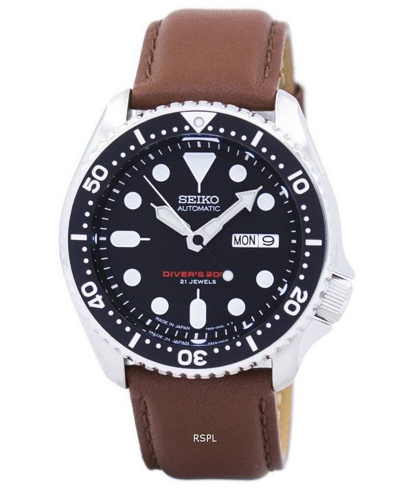 セイコー自動ダイバーズ比茶色の革 SKX007J1 LS12 200 M メンズ腕時計