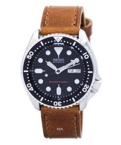 セイコー自動ダイバーズ 200 M 比茶色の革 SKX007K1 LS9 メンズ腕時計