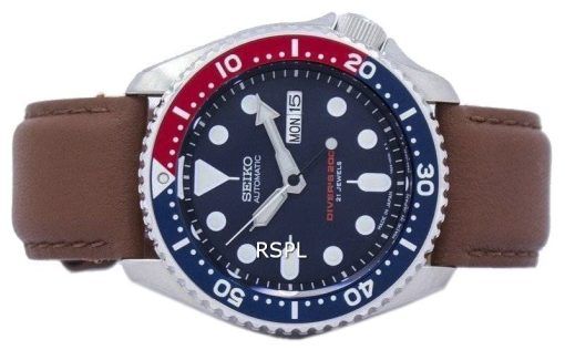 セイコー自動ダイバーズ比茶色の革 SKX009J1 LS12 200 M メンズ腕時計