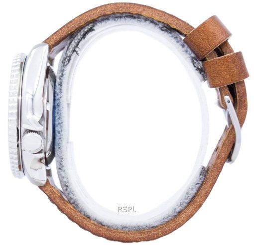 セイコー自動ダイバーズ比茶色の革 SKX009J1 LS9 200 M メンズ腕時計