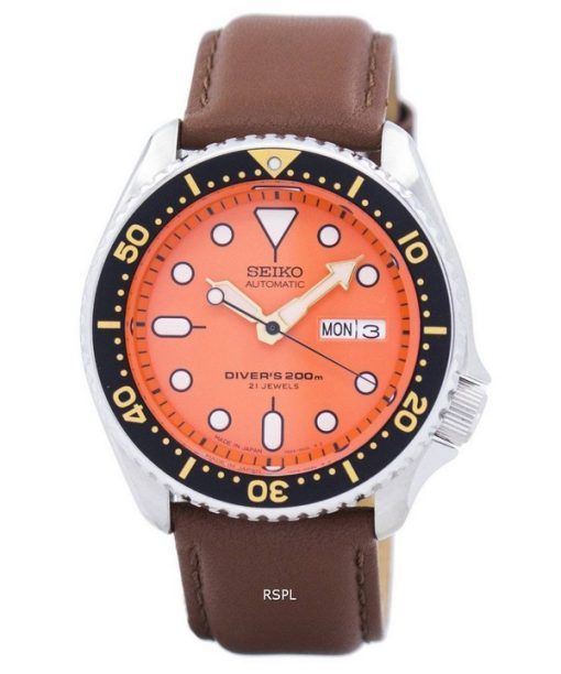 セイコー自動ダイバーズ比茶色の革 SKX011J1 LS12 200 M メンズ腕時計