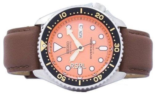 セイコー自動ダイバーズ比茶色の革 SKX011J1 LS12 200 M メンズ腕時計