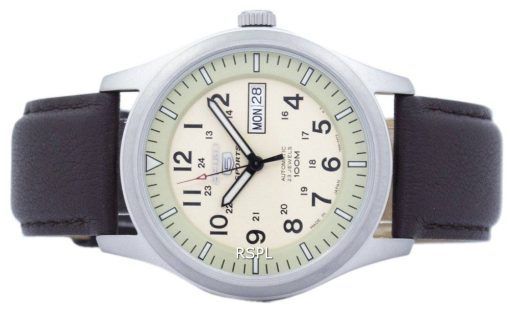 セイコー 5 スポーツ軍事自動日本製比ダークブラウン レザー SNZG07J1 LS11 メンズ腕時計