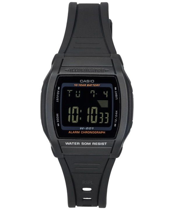カシオ デジタル スポーツ 樹脂ストラップ ブラック ダイヤル クォーツ W-201-1B メンズ腕時計