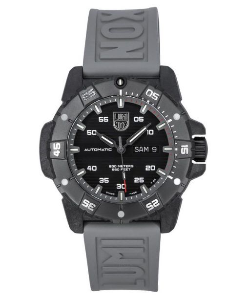 ルミノックス マスター カーボン シール グレー ラバー ストラップ ブラック ダイヤル スイス自動ダイバー XS.3862 200M メンズ腕時計