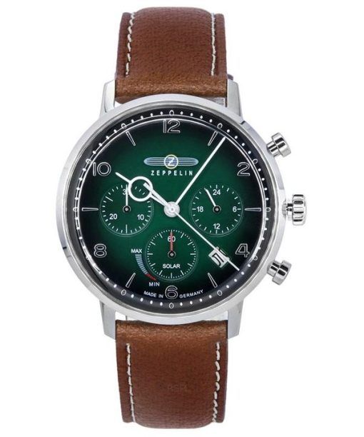 ツェッペリン LZ129 ヒンデンブルク クロノグラフ ダークグリーン バイオグラニュレート ダイヤル ソーラー 80864N メンズ腕時計