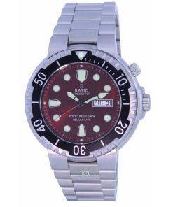 レシオ フリーダイバー レッド ダイヤル ステンレススチール クォーツ 1050HA93-02V-RED 1000M メンズ腕時計