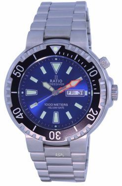 レシオ フリーダイバー ブルー ダイヤル ステンレススチール クォーツ 1050HA93-12V-BLU 1000M メンズ腕時計