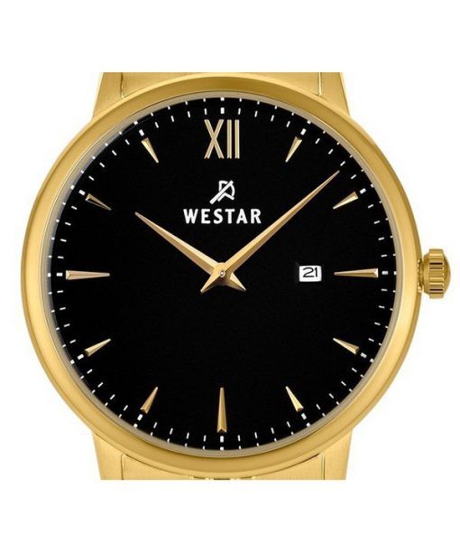 Westar プロファイル ゴールド トーン ステンレススチール ブラック ダイヤル クォーツ 40215GPN103 レディース腕時計