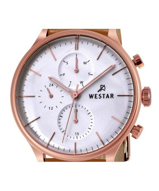 Westar プロファイル レザー ストラップ シルバー ダイヤル クォーツ 50192PPN627 メンズ腕時計