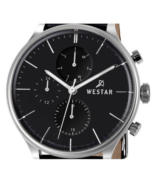 Westar プロファイル レザー ストラップ ブラック ダイヤル クォーツ 50192STN103 メンズ腕時計