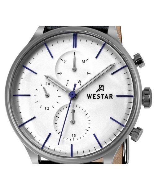 Westar プロファイル レザー ストラップ シルバー ダイヤル クォーツ 50192STN407 メンズ腕時計