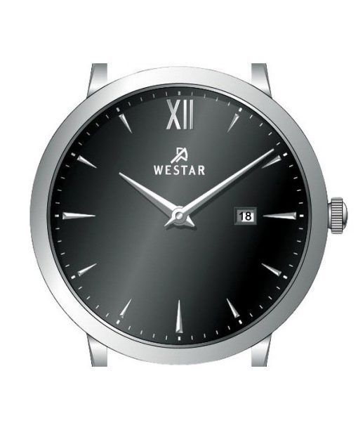 Westar プロファイル レザー ストラップ ブラック ダイヤル クォーツ 50214STN103 メンズ腕時計