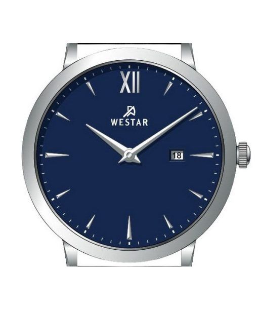 Westar プロファイル レザー ストラップ ブルー ダイヤル クォーツ 50214STN104 メンズ腕時計