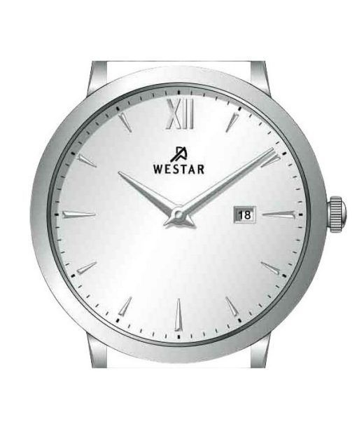 Westar プロファイル レザー ストラップ シルバー ダイヤル クォーツ 50214STN107 メンズ腕時計