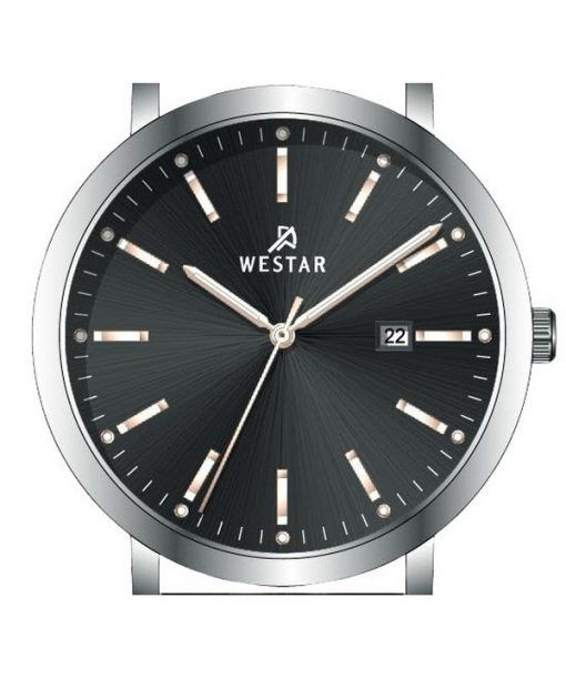 Westar プロファイル レザー ストラップ ブラック ダイヤル クォーツ 50216STN623 メンズ腕時計