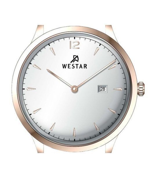 Westar プロファイル レザー ストラップ シルバー ダイヤル クォーツ 50217PPN607 メンズ腕時計