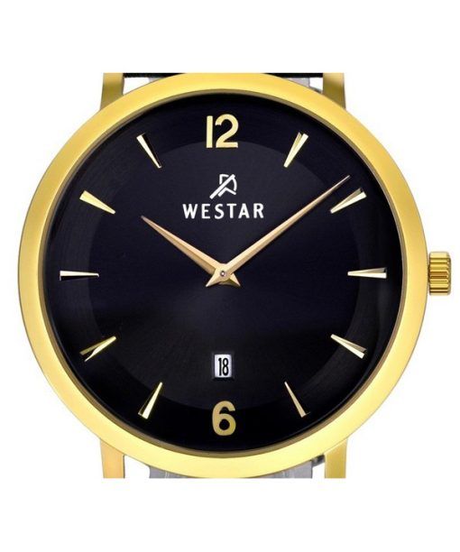 Westar プロファイル レザー ストラップ ブラック ダイヤル クォーツ 50219GPN103 メンズ腕時計