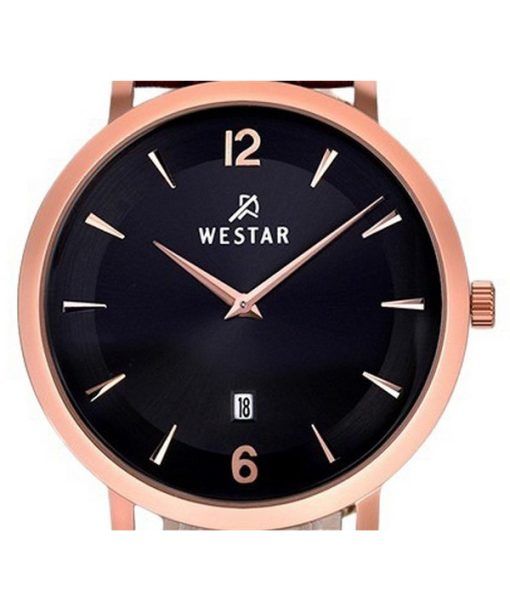 Westar プロファイル レザー ストラップ ブラック ダイヤル クォーツ 50219PPN623 メンズ腕時計