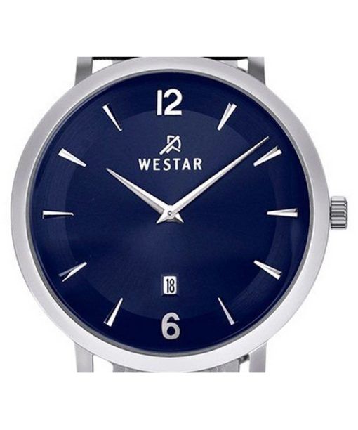 Westar プロファイル レザー ストラップ ブルー ダイヤル クォーツ 50219STN104 メンズ腕時計