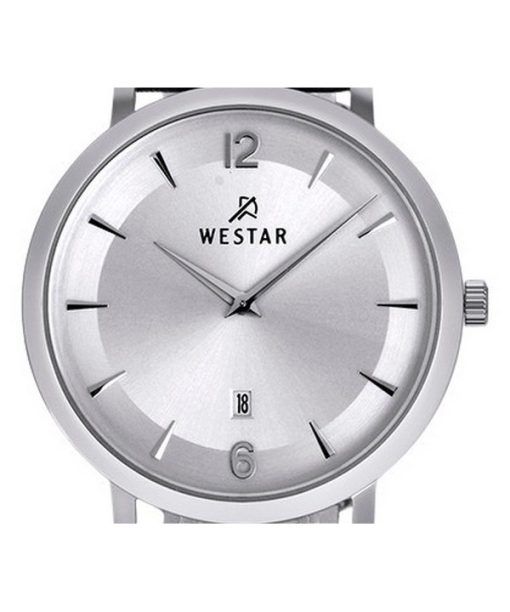 Westar プロファイル レザー ストラップ シルバー ダイヤル クォーツ 50219STN107 メンズ腕時計