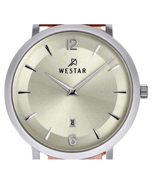 Westar プロファイル レザー ストラップ ライト シャンパン ダイヤル クォーツ 50219STN122 メンズ腕時計