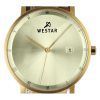 Westar プロファイル ブラック レザー ストラップ ライト シャンパン ダイヤル クォーツ 50221GPN102 メンズ腕時計