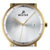 Westar プロファイル ブラック レザー ストラップ シルバー ダイヤル クォーツ 50221GPN107 メンズ腕時計