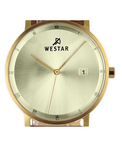 Westar プロファイル レザー ストラップ ライト シャンパン ダイヤル クォーツ 50221GPN122 メンズ腕時計