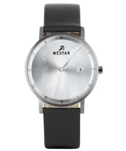 Westar プロファイル レザー ストラップ シルバー ダイヤル クォーツ 50221STN107 メンズ腕時計