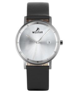 Westar プロファイル レザー ストラップ シルバー ダイヤル クォーツ 50221STN107 メンズ腕時計