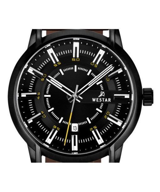 Westar プロファイル レザー ストラップ ブラック ダイヤル クォーツ 50228BBN523 メンズ腕時計