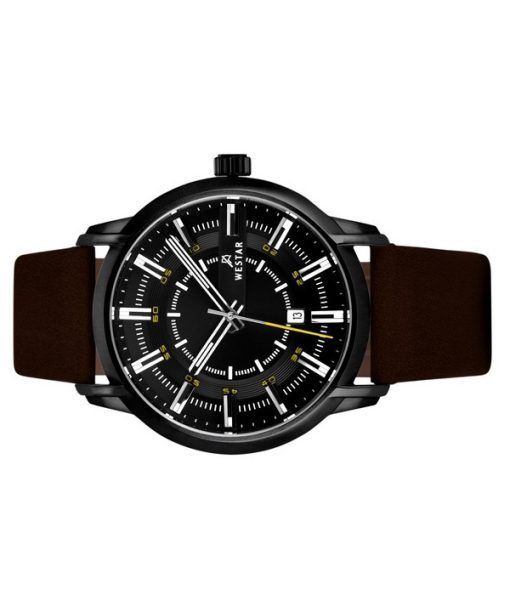 Westar プロファイル レザー ストラップ ブラック ダイヤル クォーツ 50228BBN523 メンズ腕時計